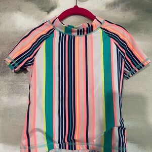 Carter's Girls' Short Sleeve Stripe Rashguard - Pink, Teal, Navy